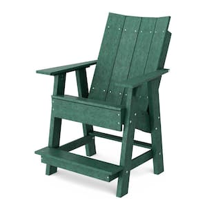 Contemporary Turf Green Plastic Outdoor High Adirondack Chair