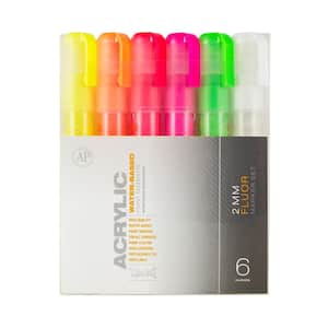 Montana 6-Color Fluorescent Acrylic Marker Set, Fine