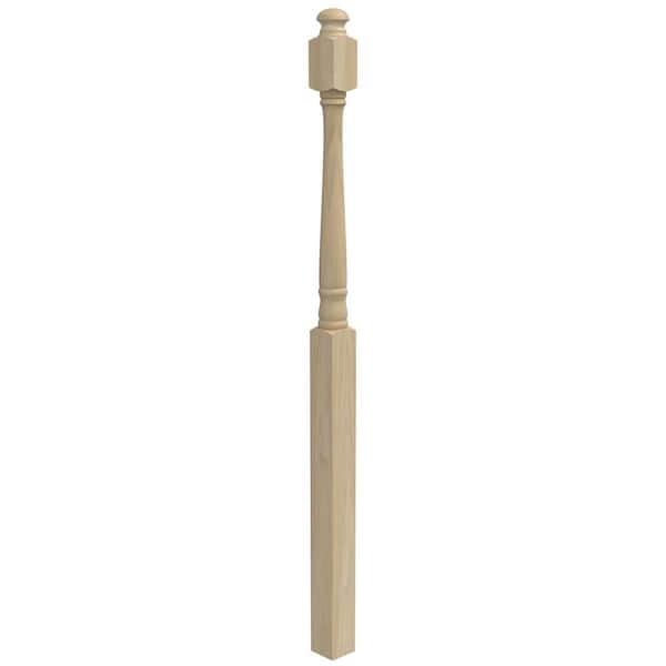 EVERMARK Stair Parts 4040 60 in. x 3 in. Unfinished Poplar Mushroom Top Landing Newel Post for Stair Remodel
