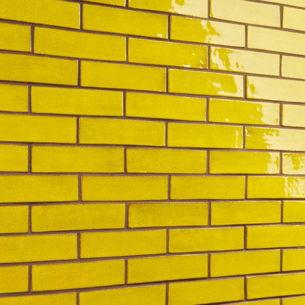 Orion 2" x 8" Yellow Glossy Ceramic Subway Tile