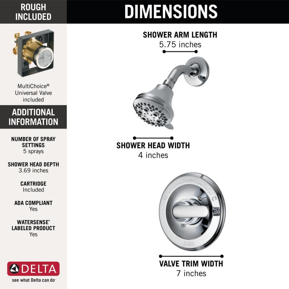 Delta Chrome Single-Handle Multi-Function Shower Faucet