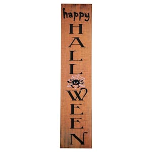 36 in. Orange Happy Halloween with Spider Wooden Porch Board Sign Decoration