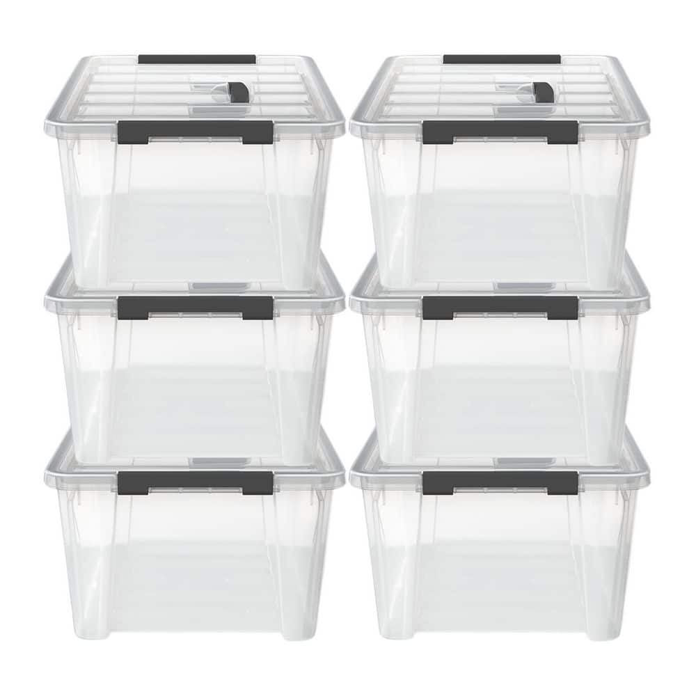 Afoxsos Clear 11 in. x 7.7 in. Plastic Storage Bin with Handle and