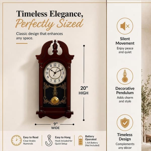 CLOCKSWISE Clockwise 20 in. Vintage-Inspired Plastic Grandfather