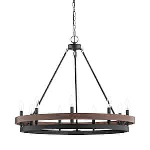 Stillwood 32 in. W 9-Light Matte Black Chandelier