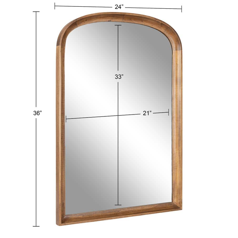 Rustic Brown Arched Wooden Bathroom Vanity Mirror, 24x36
