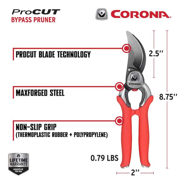 ProCUT 1 in. Cut Capacity High Carbon Steel Blade with Full Steel Core Handles Bypass Hand Pruner