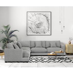 126 in. Square Arm 2-piece L Shaped Polyester Sectional Sofa in Gray with Pillows