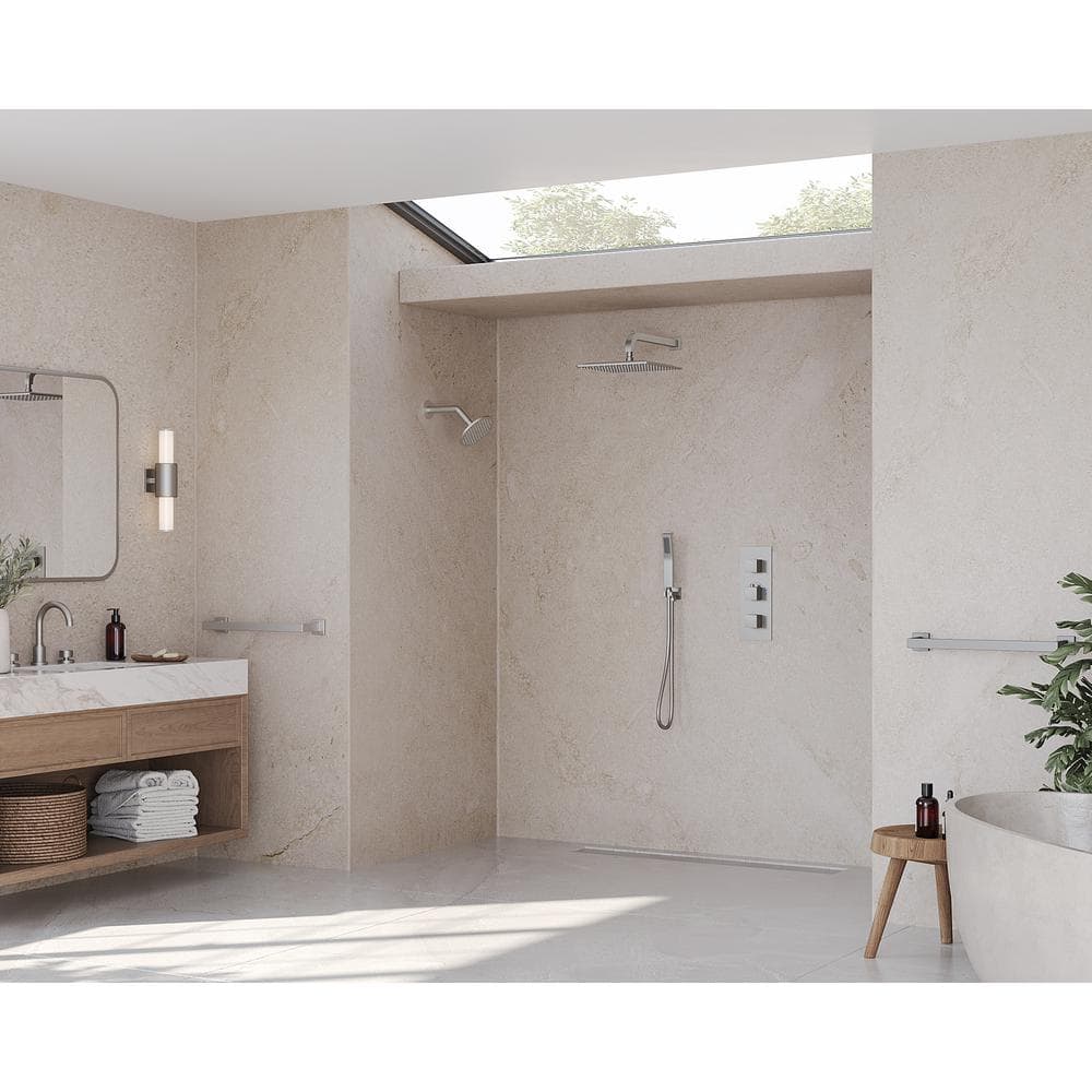 Nickel Dual Rainfall Shower System with Handheld Spray
