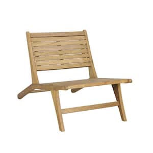 Leo Mid-Century Modern Wood Armless Outdoor Patio Chair, Natural
