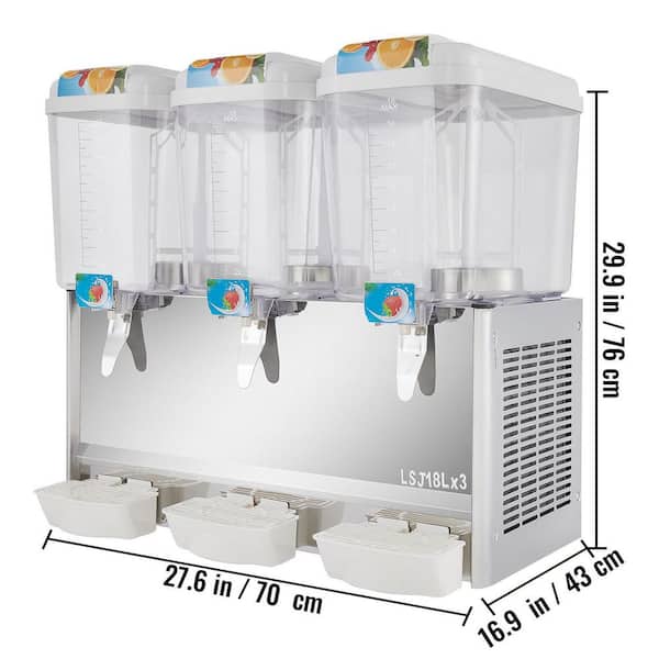 110V Commercial Beverage Dispenser,14.25 Gallon 54L 3 Tanks Juice Dispenser  Commercial,18 Liter Per Tank