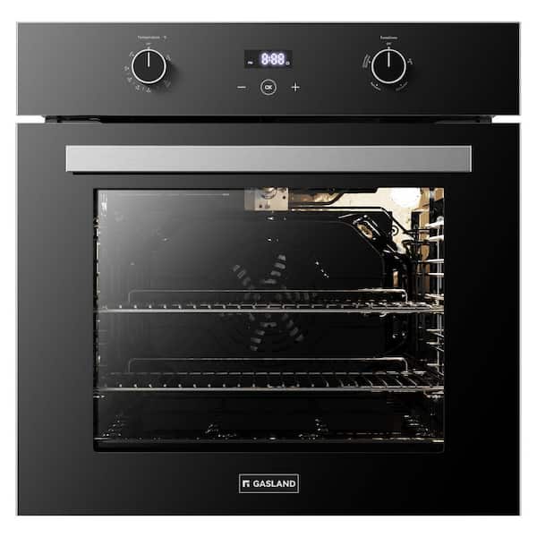GASLAND 24 in. Built In Single Natural Gas Wall Oven with Rotisserie Mechanical Knobs Control in Black Glass GS606DB The Home Depot