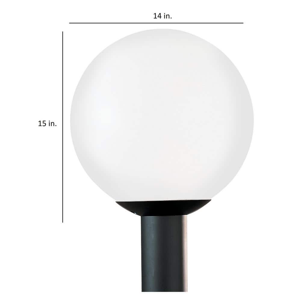 White Plastic Globe Outdoor Post Lantern with Acrylic Shade