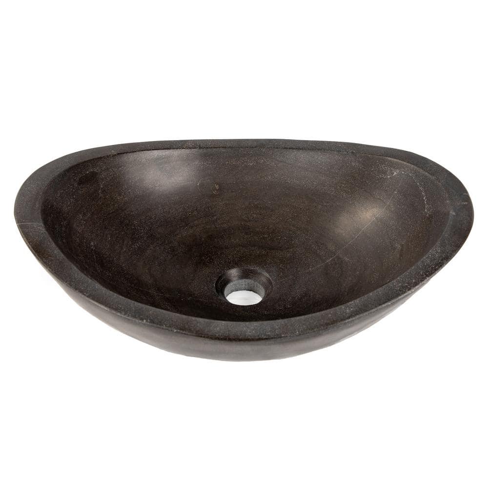 Honed Black Limestone Canoe Shaped Bathroom Sink
