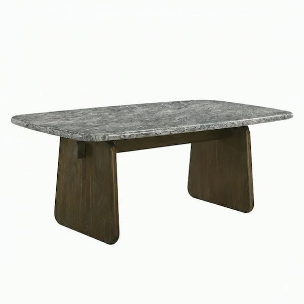 Acme Furniture Meridian Walnut Natural Marble Top 79 in. Double