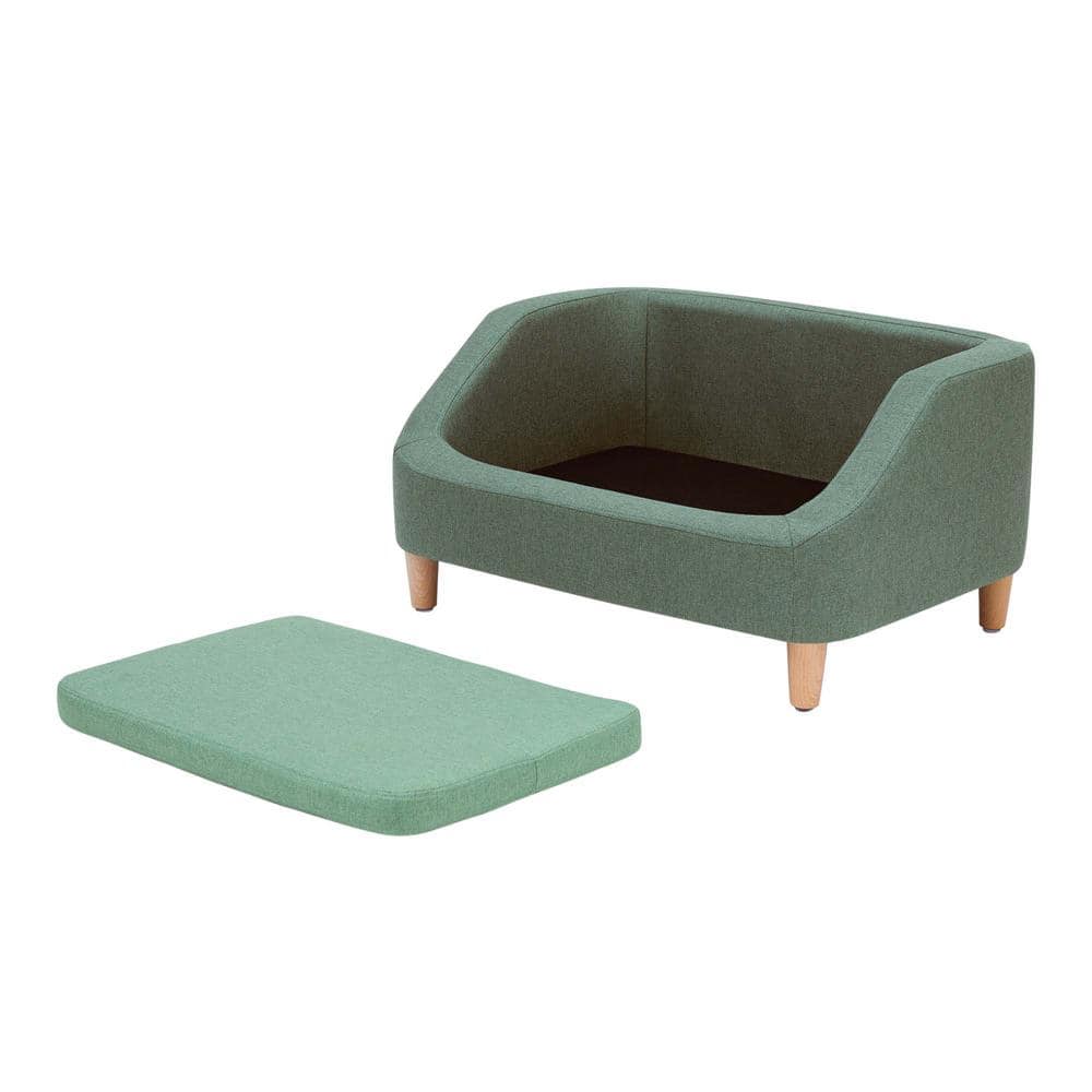Sea Green Linen Elevated Pet Sofa for Small Dogs