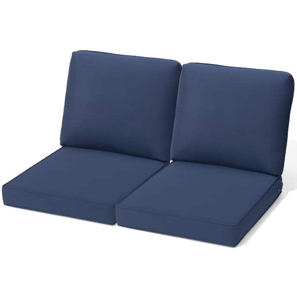 27.6 in. x 24.4 in. x 4.5 in. Patio Couch Cushion in Navy Blue 2-Pieces Thickened Outdoor Deep Seat Cushion with Zipper