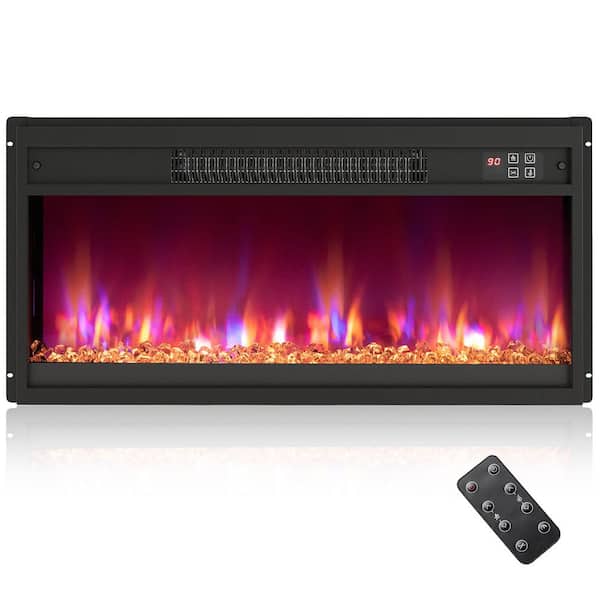 26'' Electric Fireplace Insert Recessed 1500W Fireplace Heater w/ Remote Control