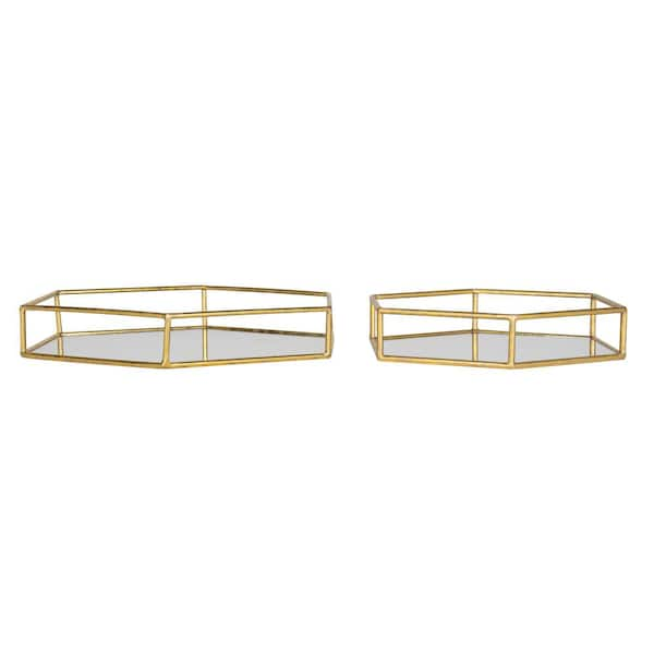 Kate and Laurel Felicia Gold Decorative Tray (Set of 2) 209049 - The Home  Depot