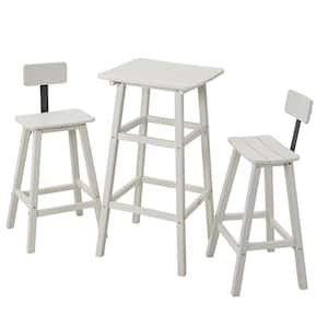 3-Piece White Frame HDPE Plastic Outdoor Dining Set