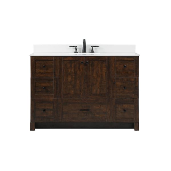 Unbranded Simply Living 48 in. W x 19 in. D x 34 in. H Bath Vanity in Expresso with Ivory White Engineered Marble Top