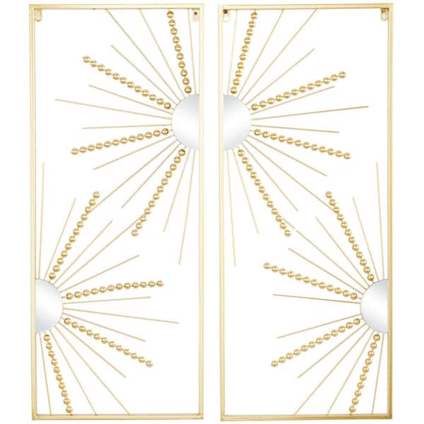 CosmoLiving by Cosmopolitan Metal Gold Half Moon Mirror Geometric Wall Decor with Gold Frame (Set of 2)