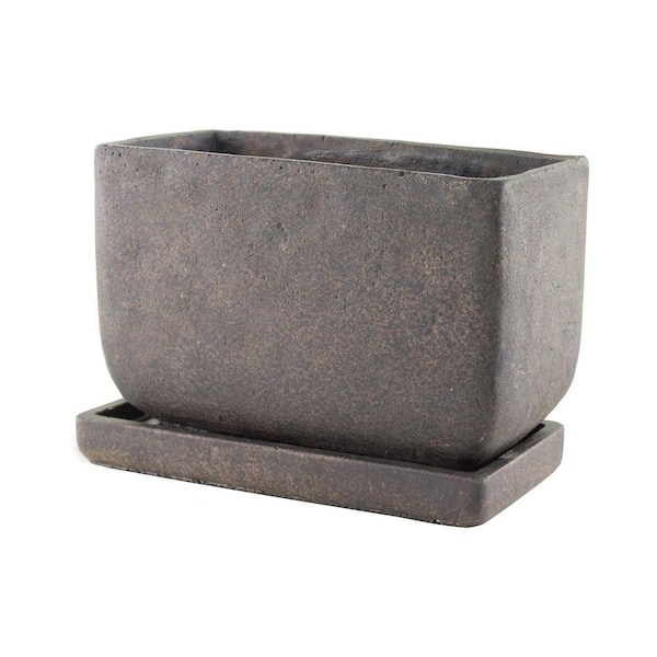 Syndicate 5 in. x 8 in. Cement Planter with Tray