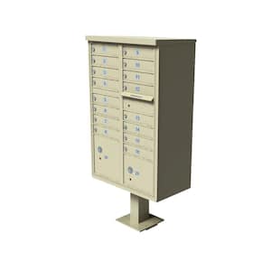 Vital 1570-Series 16-Mailboxes, 1-Outgoing Mail Compartment, 2-Parcel Lockers Pedestal Mount Cluster Box Unit