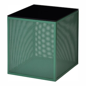 Hydes 15.75 in. Green Coating Square Glass Top Side Table