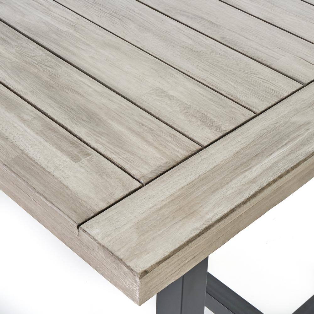 Light Gray Acacia Wood and Wicker 6-Piece Outdoor Dining Set