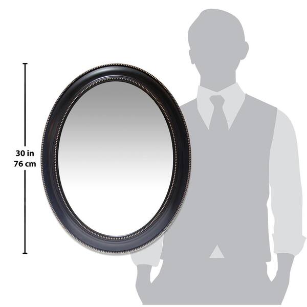 Sonore 24 in. W x 30 in. H Oval Victorian Black and Gold Plastic Frame Wall Mirror