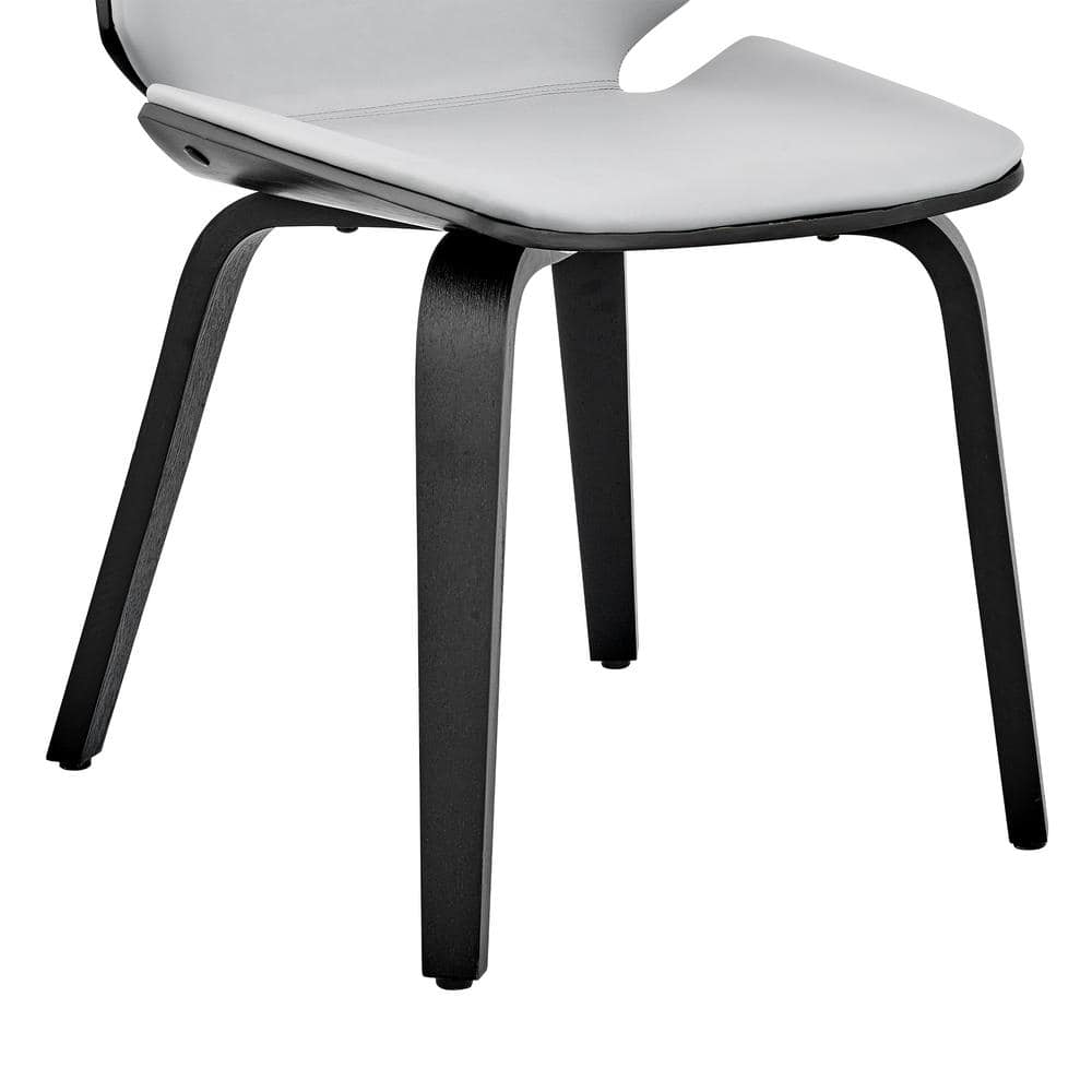 Elevated Gray Faux Leather Side Chair with Black Wooden Legs
