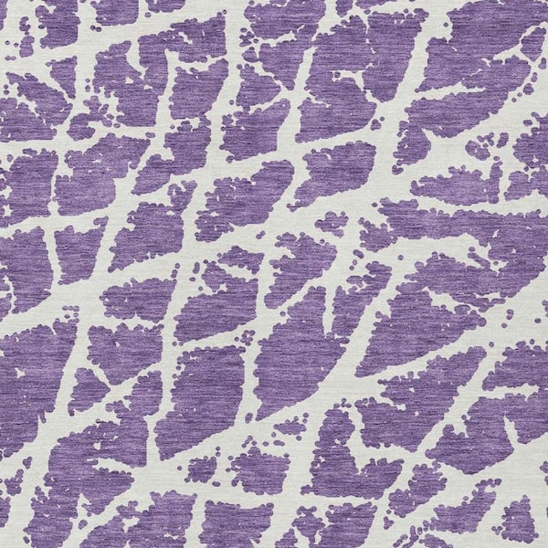 Purple and White 3 ft. x 5 ft. Abstract Indoor / Outdoor Area Rug