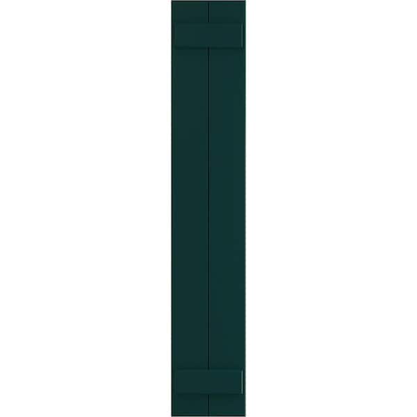 Ekena Millwork 10 3/4" x 42" True Fit PVC Two Board Joined Board-n-Batten Shutters, Thermal Green (Per Pair)