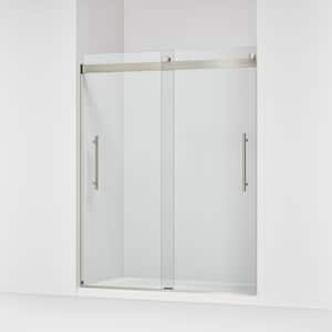Elmbrook 55-60 in. W x 74 in. H Sliding Frameless Shower Door in Anodized Brushed Nickel with 5/16 in. Thick Glass