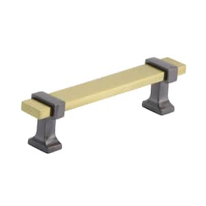 Overton 3-3/4 in. (96mm) Classic Brushed Gold/Black Chrome Bar Cabinet Pull