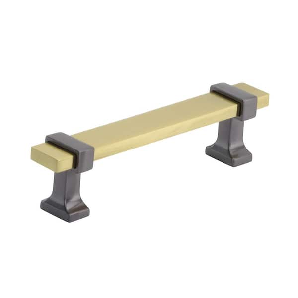 Amerock Overton 3-3/4 in. (96mm) Classic Brushed Gold/Black Chrome Bar Cabinet Pull