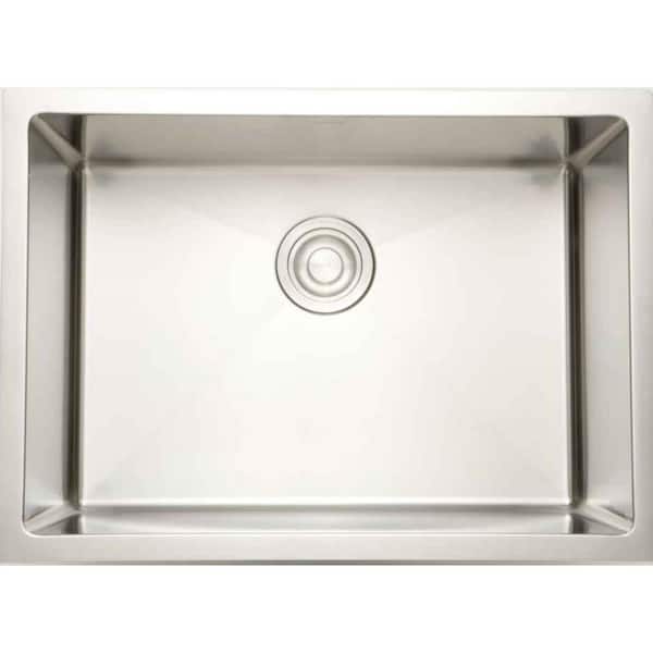 Unbranded 27 in. W x 20-in. D Undermount Laundry/Utility Sink With 1 Bowl And 16 Gauge in Chrome 16GS-37006