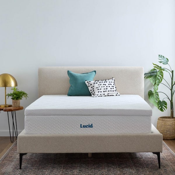 Lucid Comfort Collection 3 in. Twin Lavender and Gel Memory Foam Covered Mattress Topper