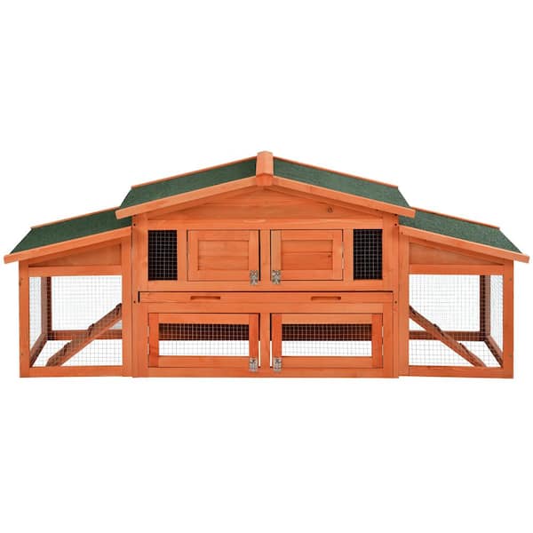 Tatayosi 70 in. Wood Outdoor Pet House for Small Animals with 2 Run Play  Area DJYC-H-WF189723AAD - The Home Depot
