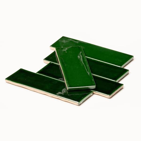 Radiance Green Goddess Glossy Glazed Ceramic Wall Tile, 2.5 in. x 8 in. (10.76 sq. ft./case)