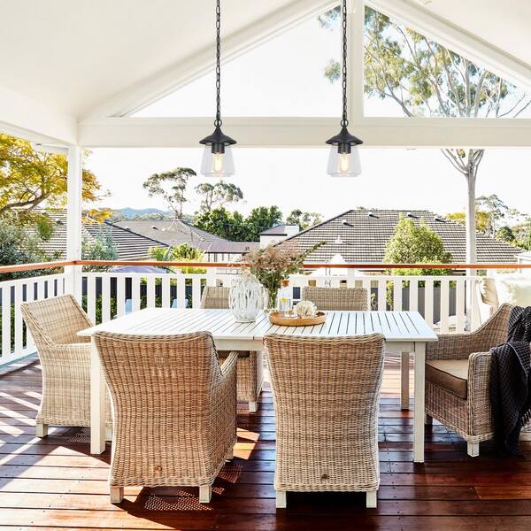 LNC Modern Farmhouse Black Outdoor Pendant Light for Covered Porch