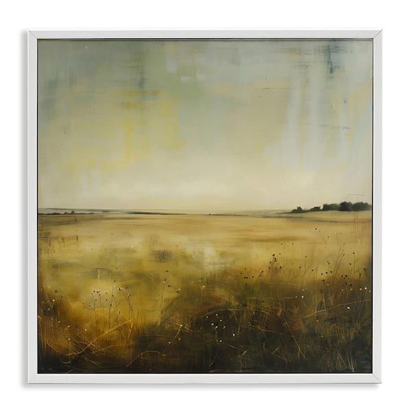 Stupell Industries Farmhouse Field Abstraction by LSR Design Studio White Framed Nature Giclee Art Print 24 in. x 24 in.