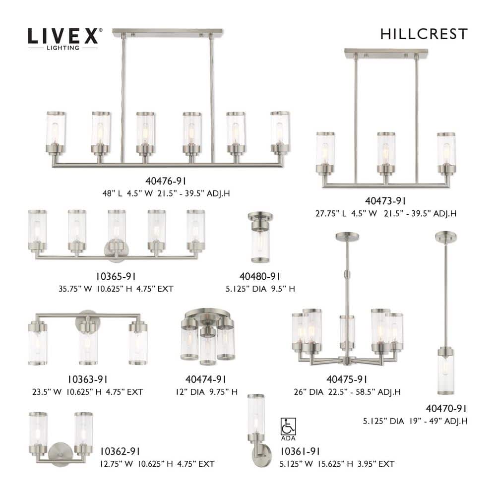 Hillcrest Brushed Nickel 5-Light Candle Style Chandelier