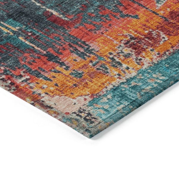 Chantille Machine Washable Indoor/Outdoor Abstract ACN1866 Teal 3 ft. x 4 ft. Area Rug