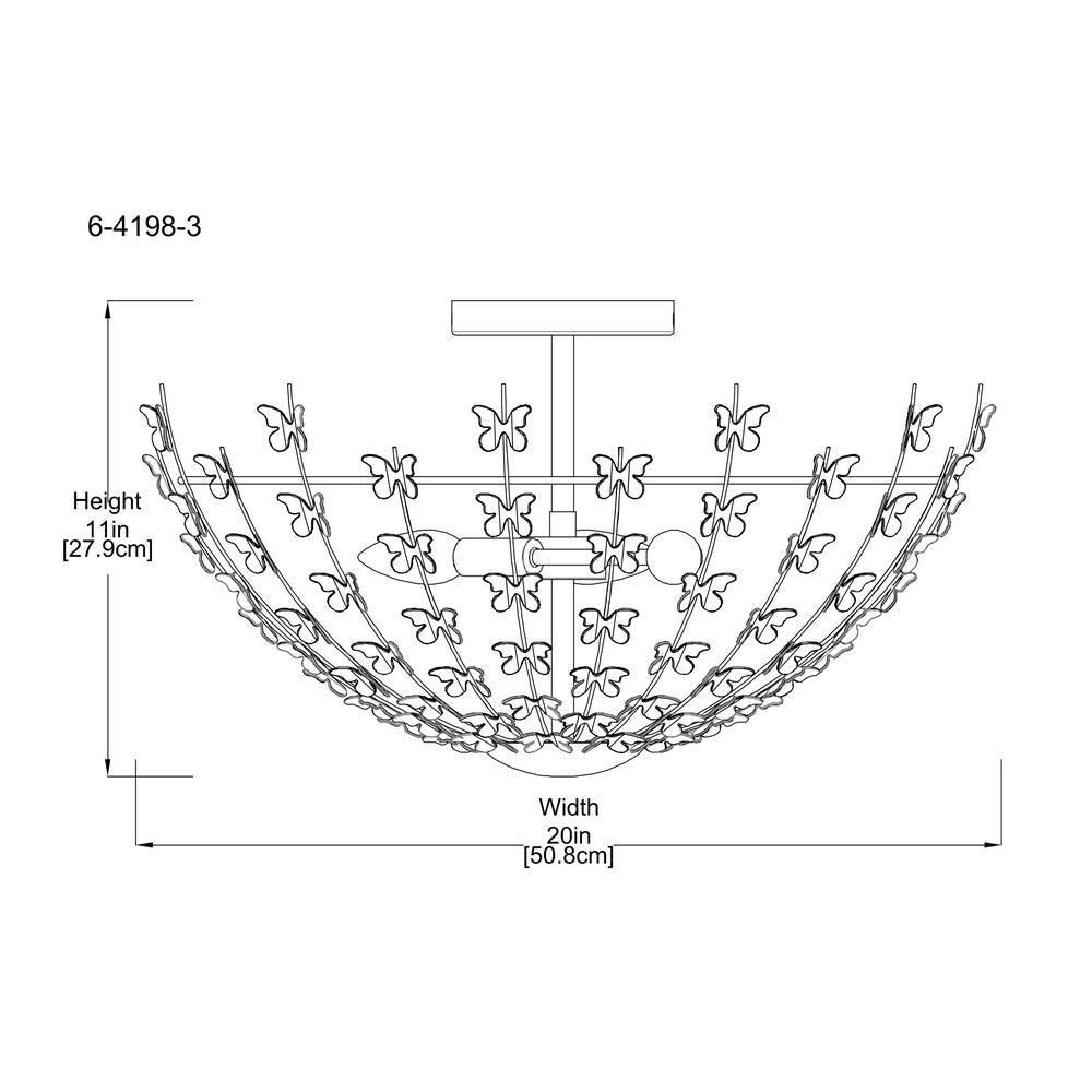 Bisque White Butterfly 3-Light Bowl Ceiling Light