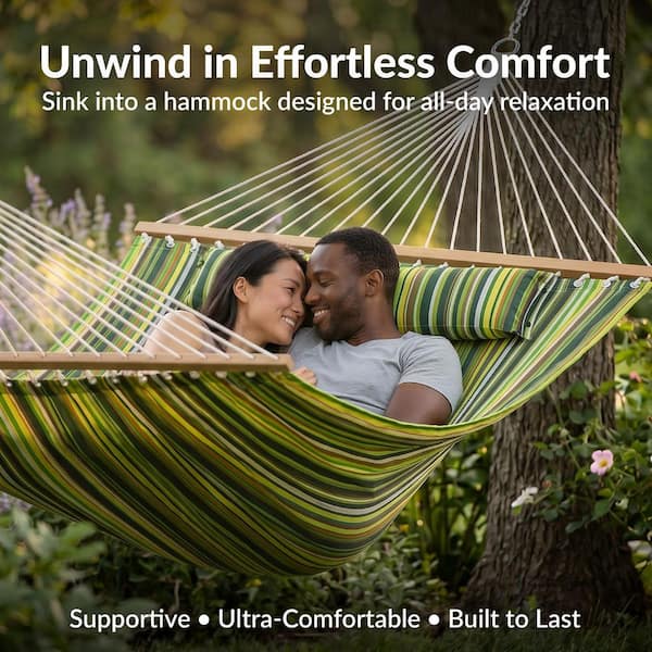 Sunnydaze 11-3/4 ft. Quilted Double Fabric 2-Person Hammock in
