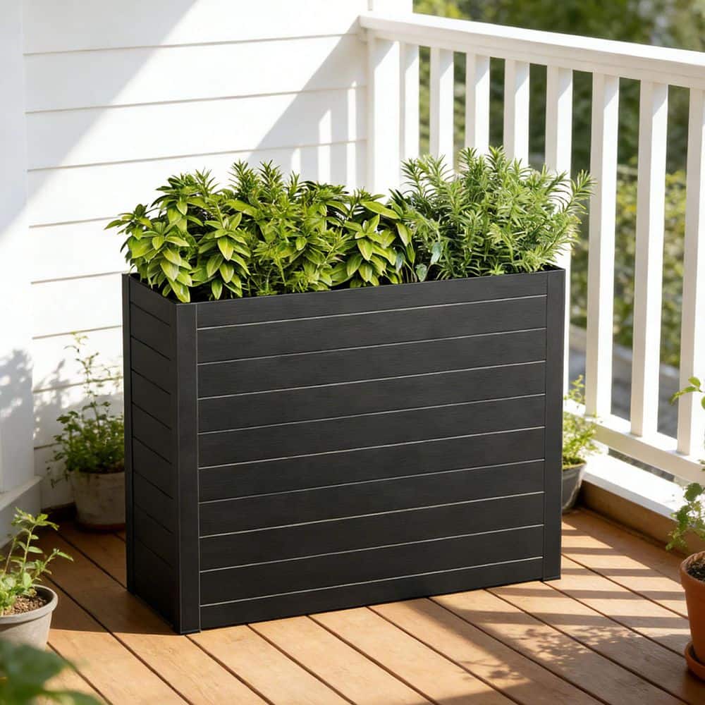 30 in. x 12 in. x 24 in. Black Indoor & Outdoor Polystyrene Long Planter Box with Removable Drip Tray price history on PriceWatchPro