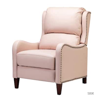 Hyde Pink Nailhead Genuine Cigar Leather Recliner