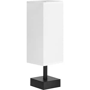 13.2 in. Black Minimalist Small Table Lamp for Bedroom with White Shade